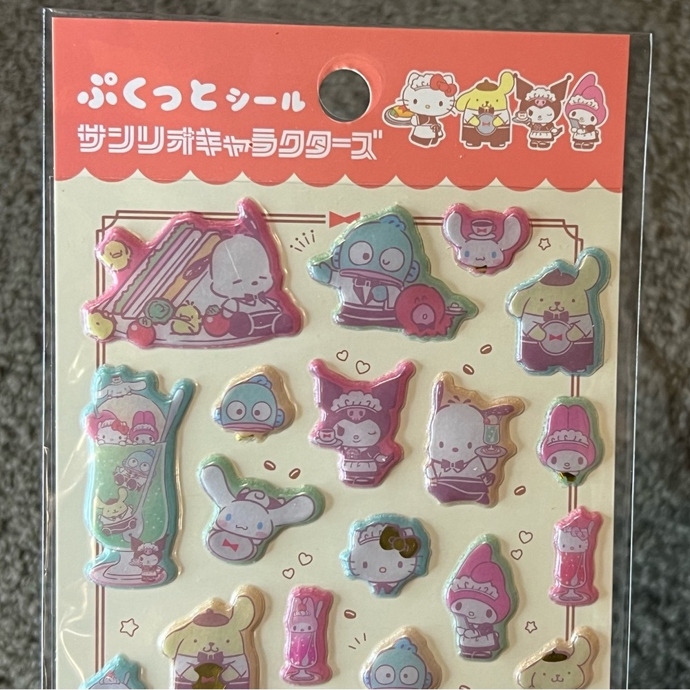 Sanrio Characters Puffy Thick Sticker Sheet Cafe Theme Japan Exclusive Official - Picture 3 of 8